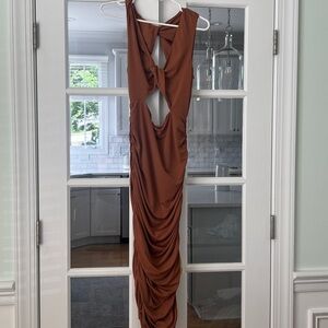 MICHAEL COSTELLO X REVOLVE Elegant Brown Cut Out Dress